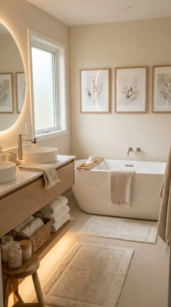 soft Neutral Framed Prints for a Calm Spa Feeling