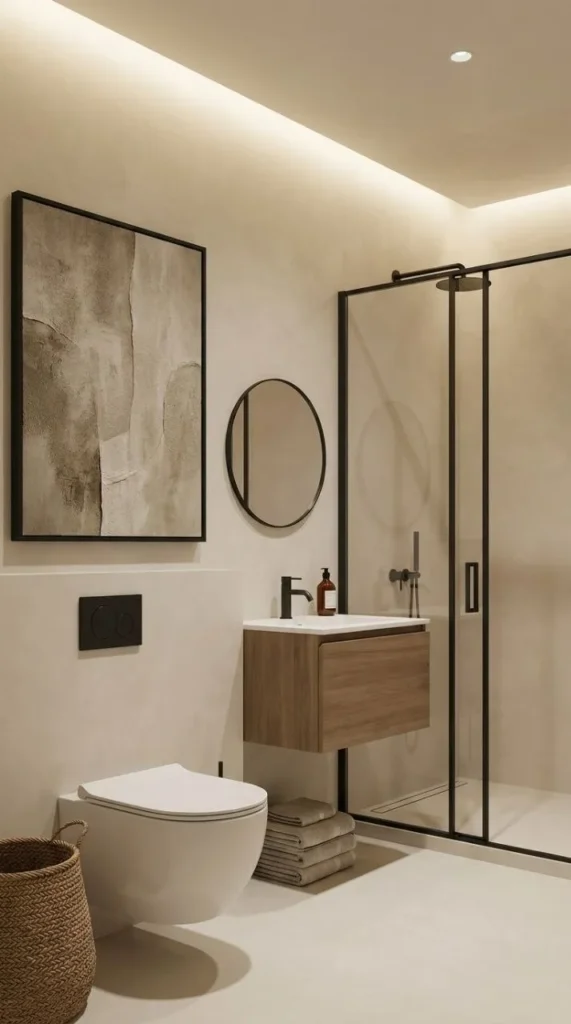 Minimalist Statement Piece Above Toilet