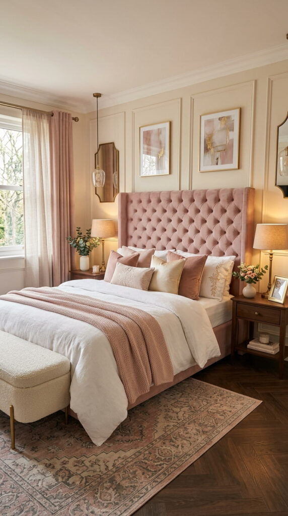 11. Install a Pink Upholstered Headboard