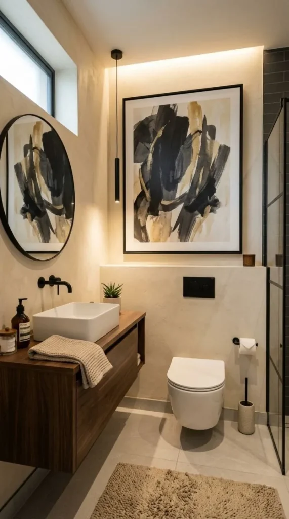 Oversized Framed Art Above Toilet