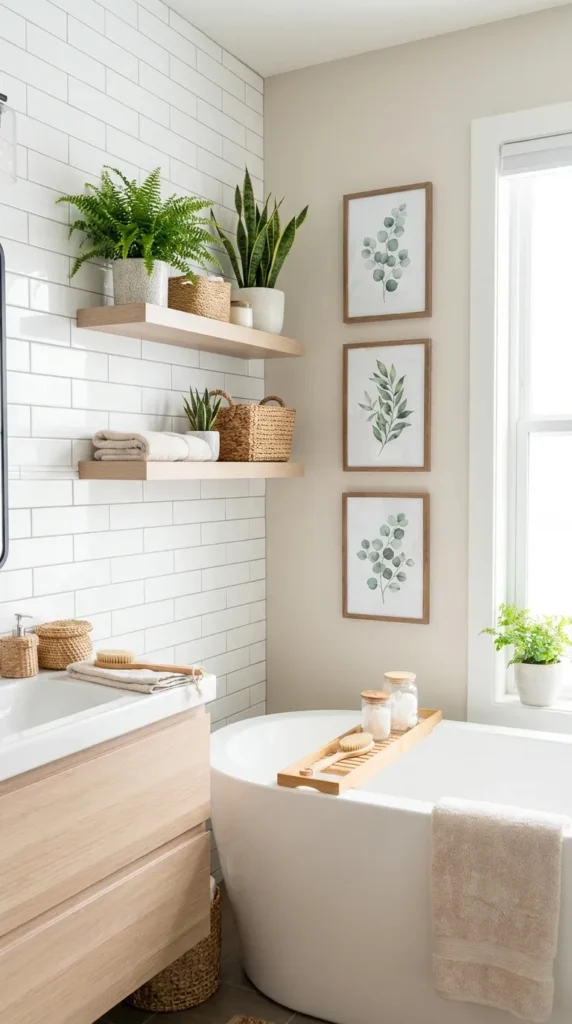botanical Wall Art That Makes the Bathroom Feel Fresh