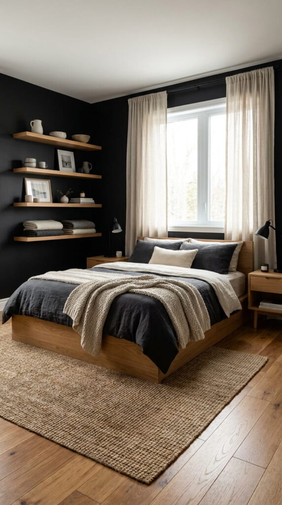 4. Mix Black with Natural Wood