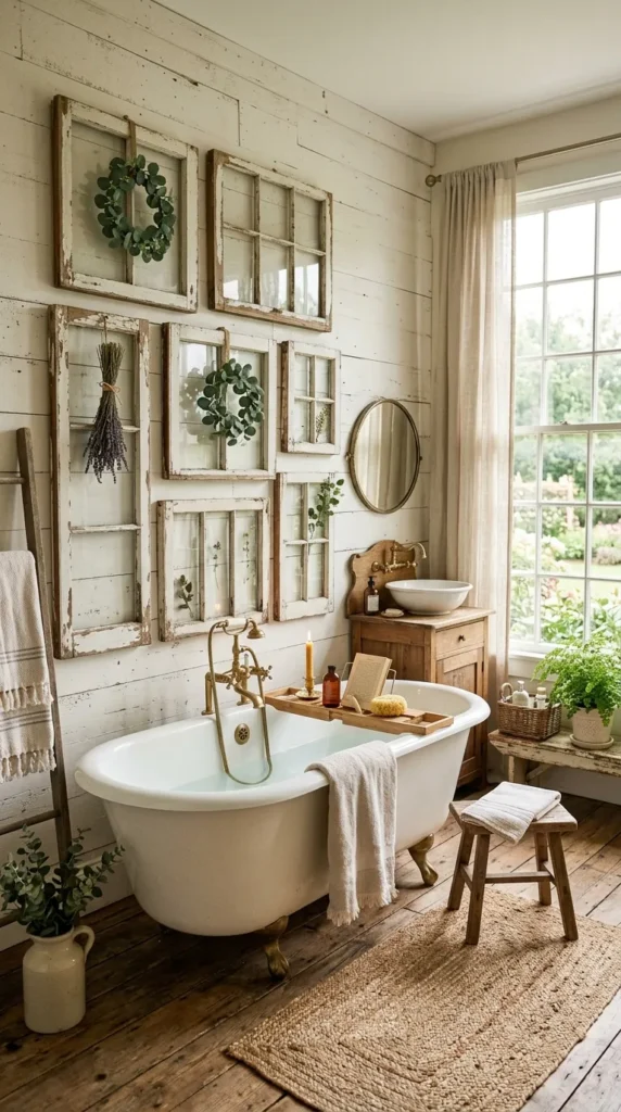 Antique Window Frames as Wall Decor