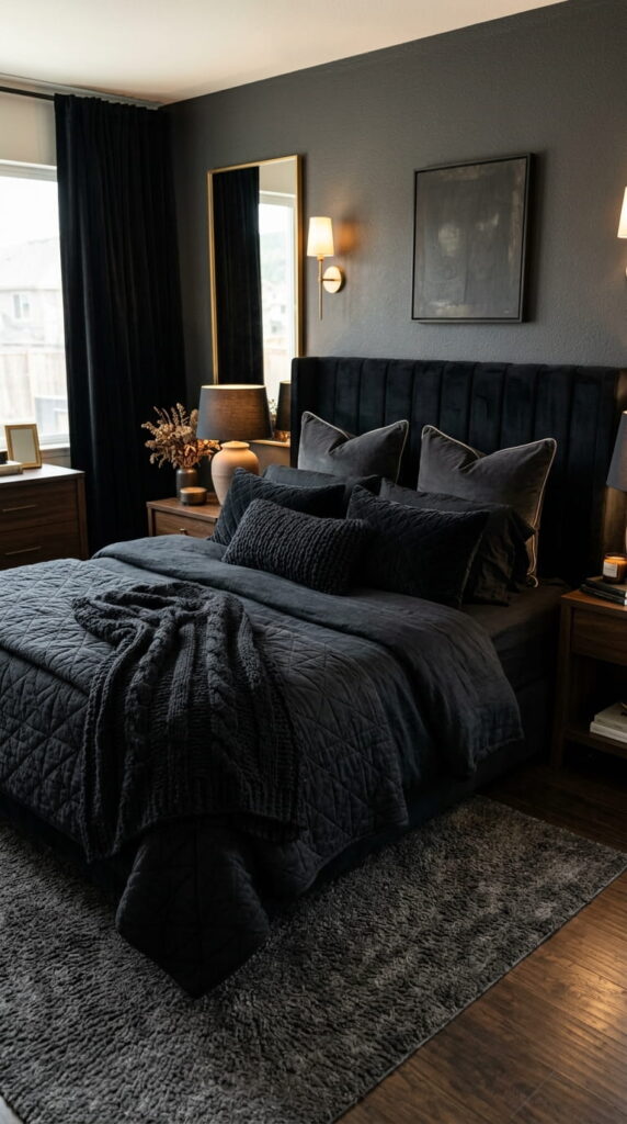 6. Incorporate Black Textured Bedding