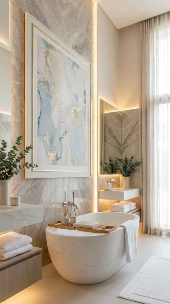 Oversized Framed Bathroom Art for Instant Drama
