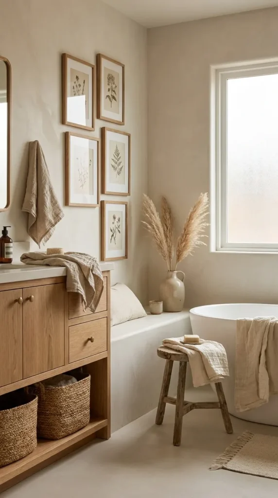 9. Warm Wooden Frames for a Cozy Natural Feel