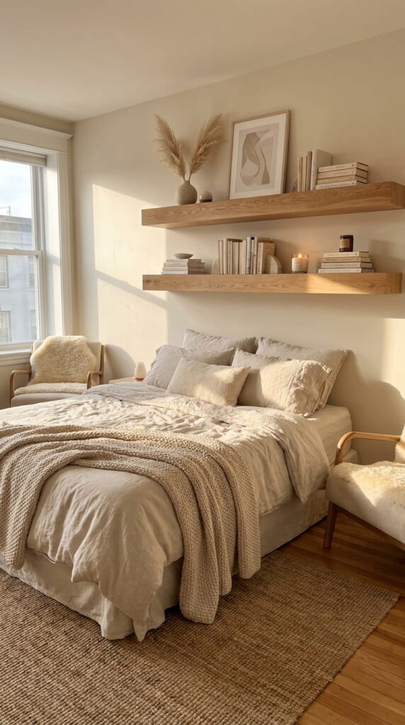 1. Style Shelves with Stacked Books