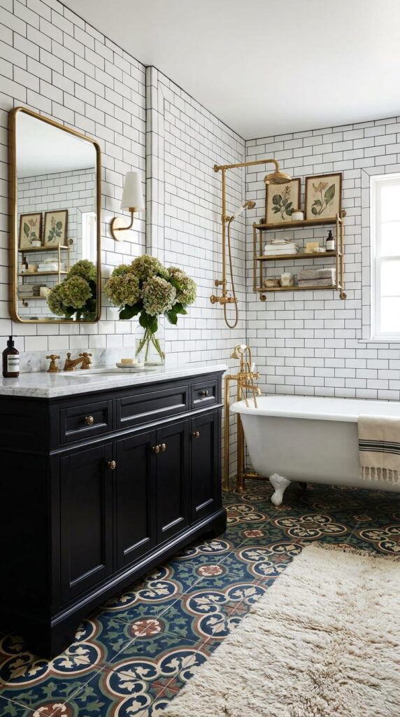 11. Decorative Statement Tile Floor