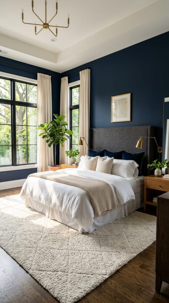 11. Deep Blue with Crisp White Bedding