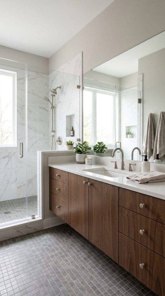 11. Gray Mosaic Shower Floor
