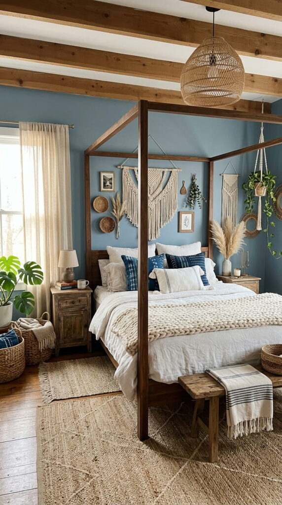 12. Blue Boho Bedroom