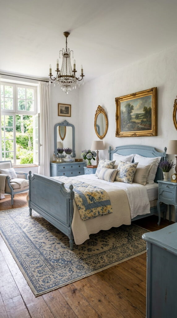13. French Country Blue Bedroom