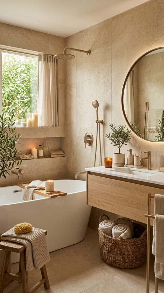 16. Warm Beige Stone-Look Tiles