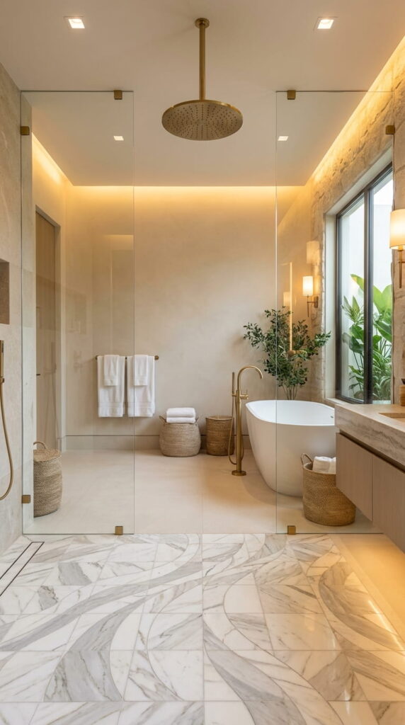 2. Marble Mosaic Shower Floor