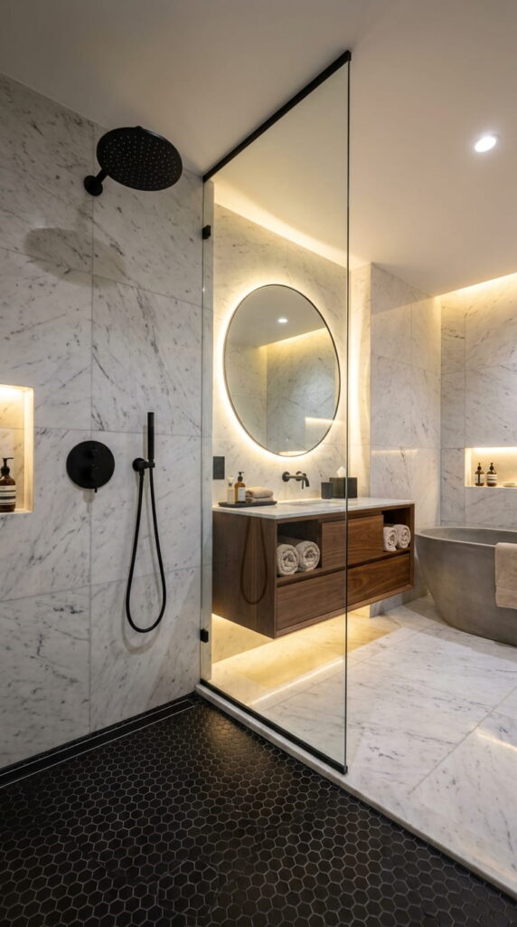 5. Black Shower Floor Tile