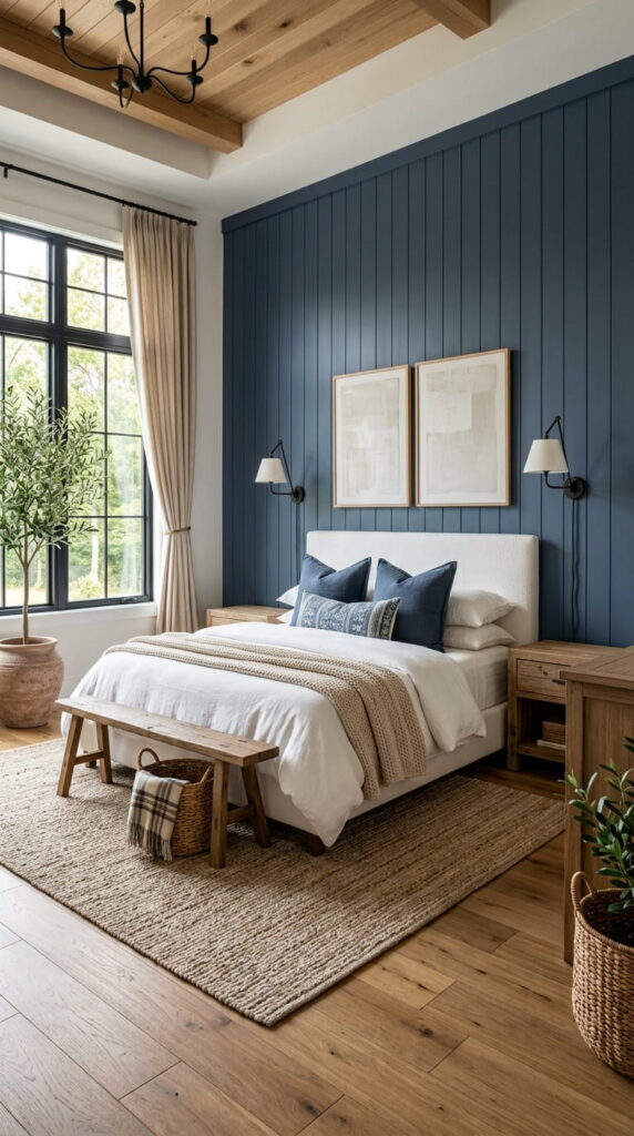 6. Blue Panel Accent Wall