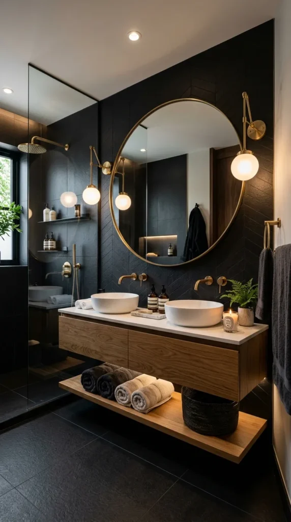7. Black Accent Tile Wall