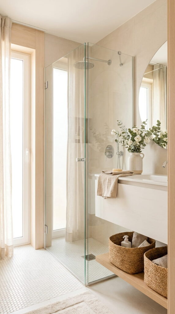 7. White Mosaic Shower Floor