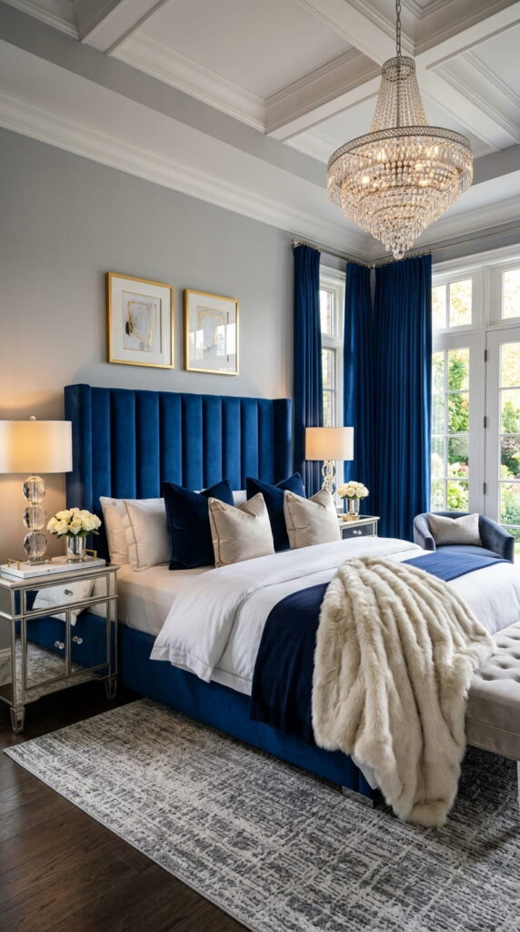 8. Blue Velvet Luxury Bedroom