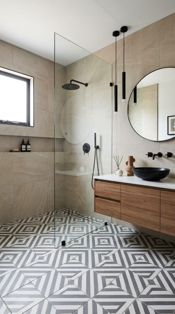 8. Geometric Shower Floor Tile