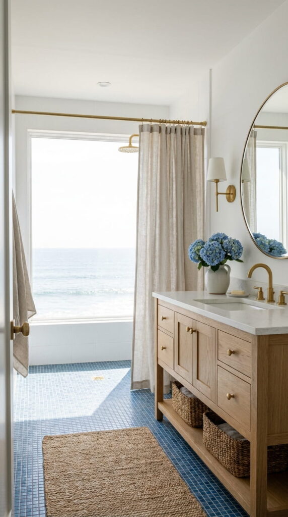 9. Blue Shower Floor Tiles