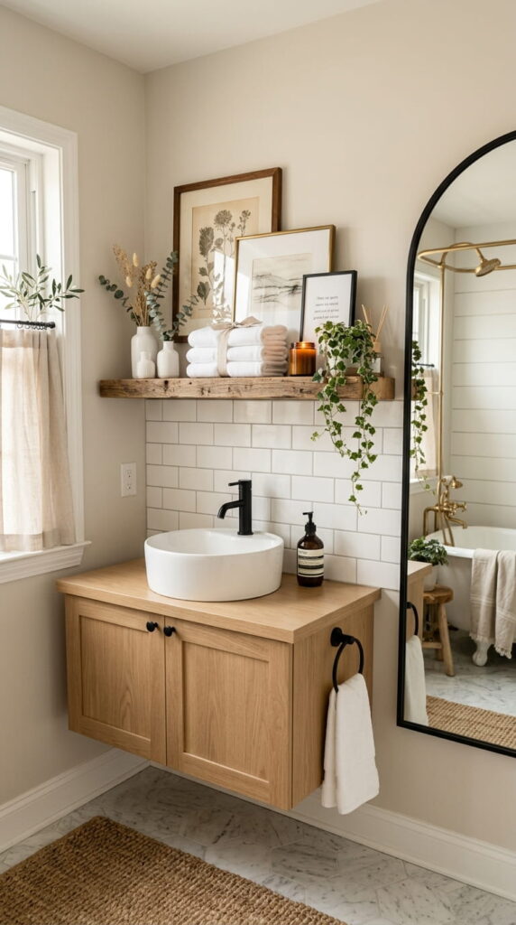 10. Floating Shelf with Framed Art