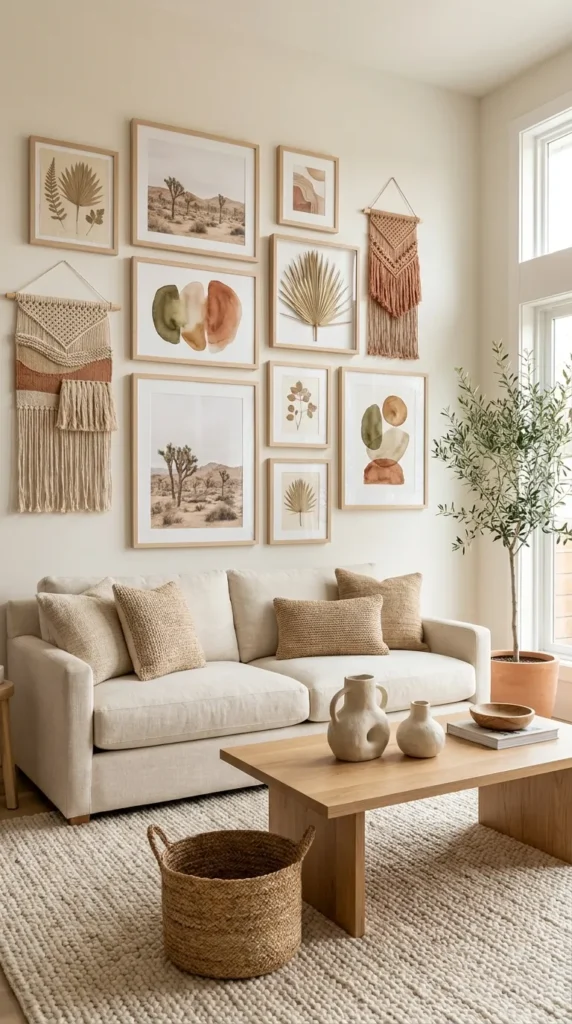 11. Earth-Toned Gallery Wall