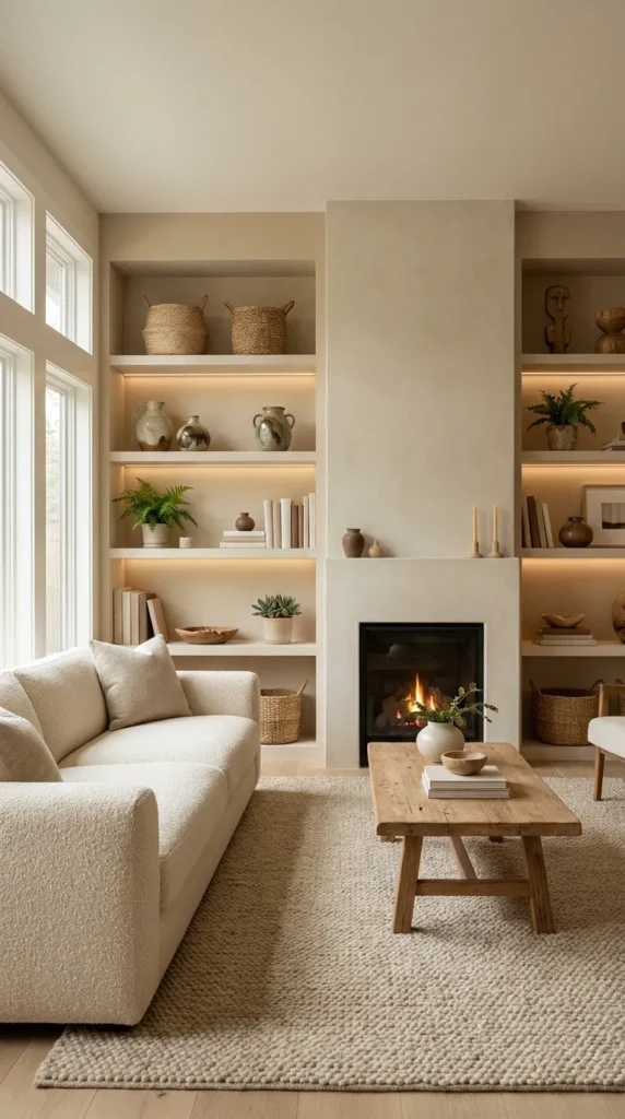 14. Neutral Built-In Shelves