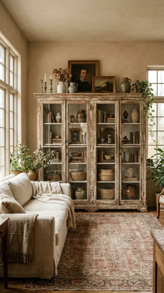 15. Add a Vintage Wooden Cabinet