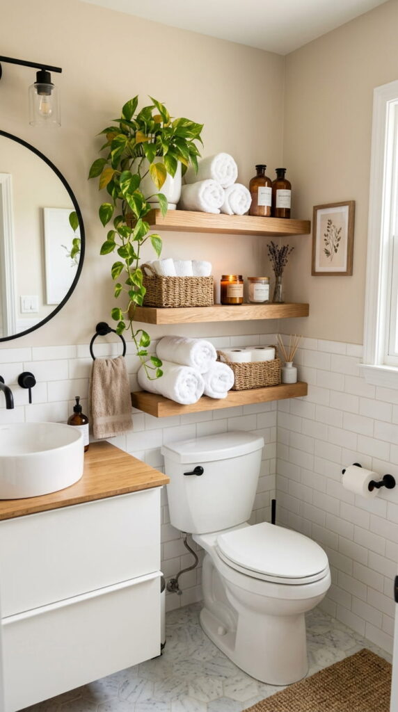 2. Floating Wooden Shelves