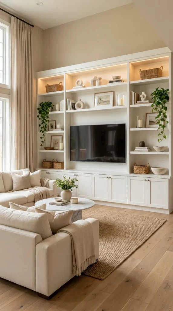 3. Floor-to-Ceiling Built-In Shelves