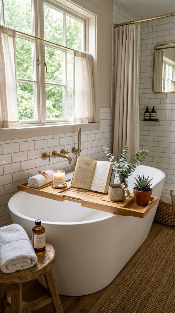 4. Add a Wooden Bath Tray