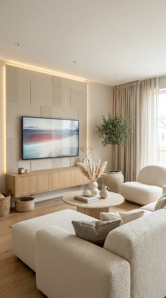 5. Soft Neutral Textured Wall Panels