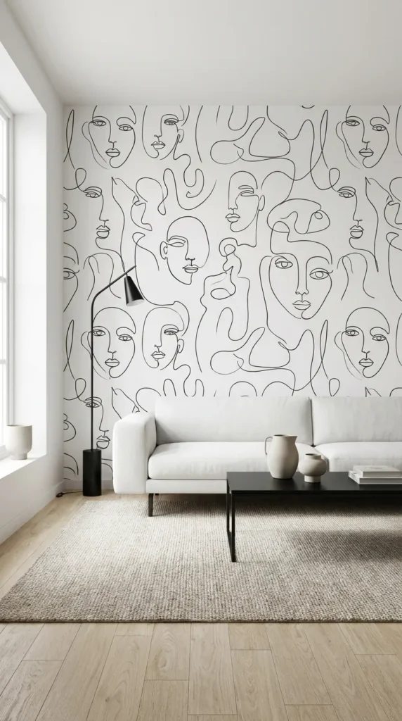 8. Black and White Line Art Wallpaper