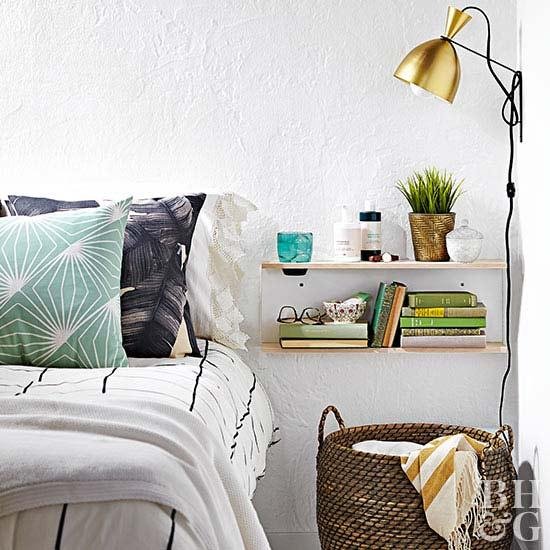 11. Choose a Bedside Shelf Instead of a Nightstand