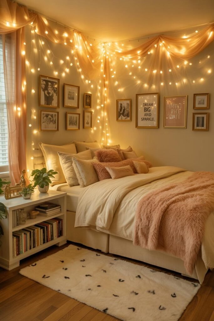 15. Hang String Lights for a Cozy Feel