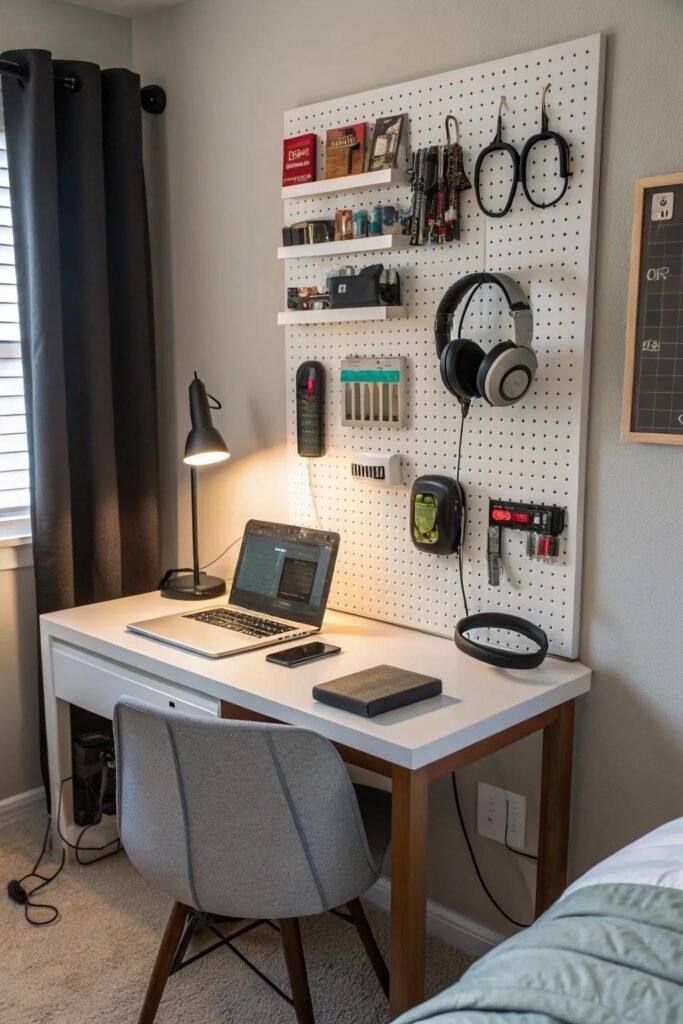 Use a Pegboard Above the Desk
